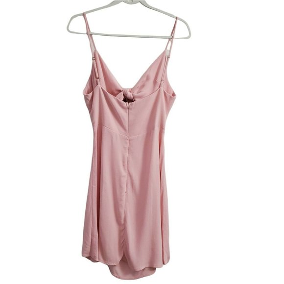Flynn Skye Bri Mini Dress Large Pink Cut Out Front Tie Barbiecore Sleeveless NEW - Picture 3 of 12